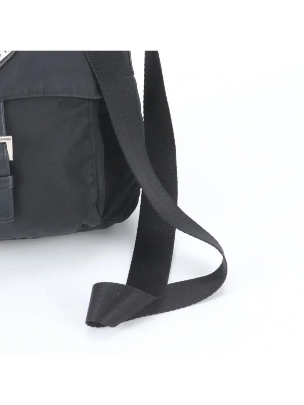Prada Tessuto Nylon Triangle Logo Leather Shoulder Bag Crossbody Messenger